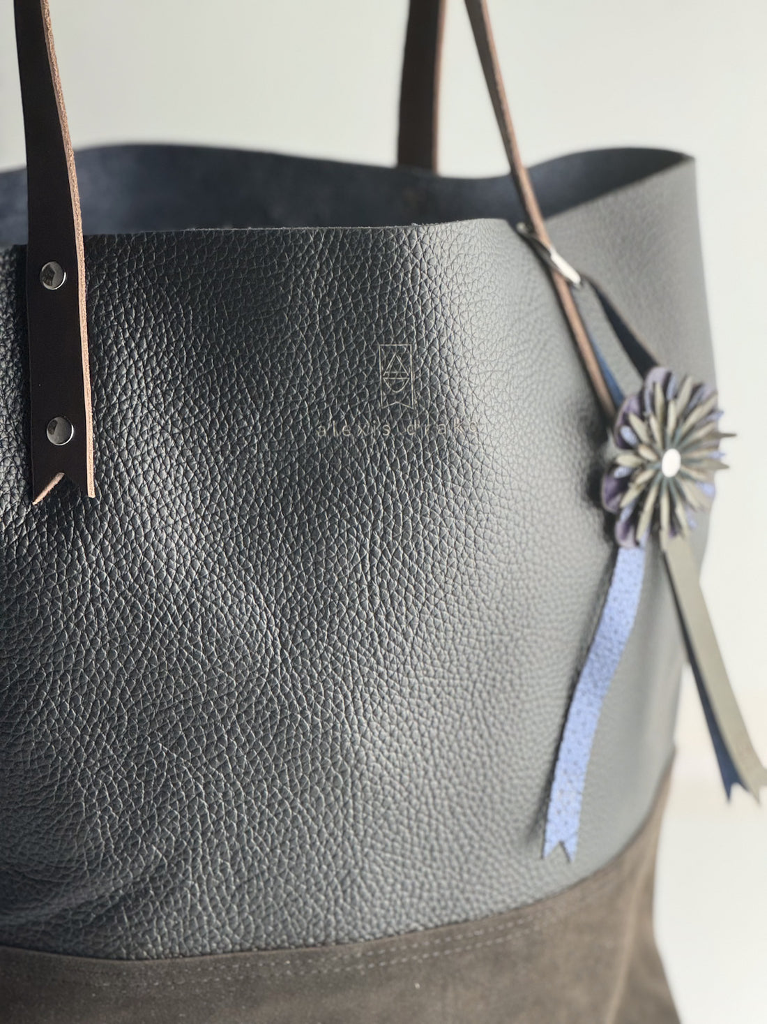 Tote Tuesday Collection | Market Tote | Black Pebble + Brown Suede