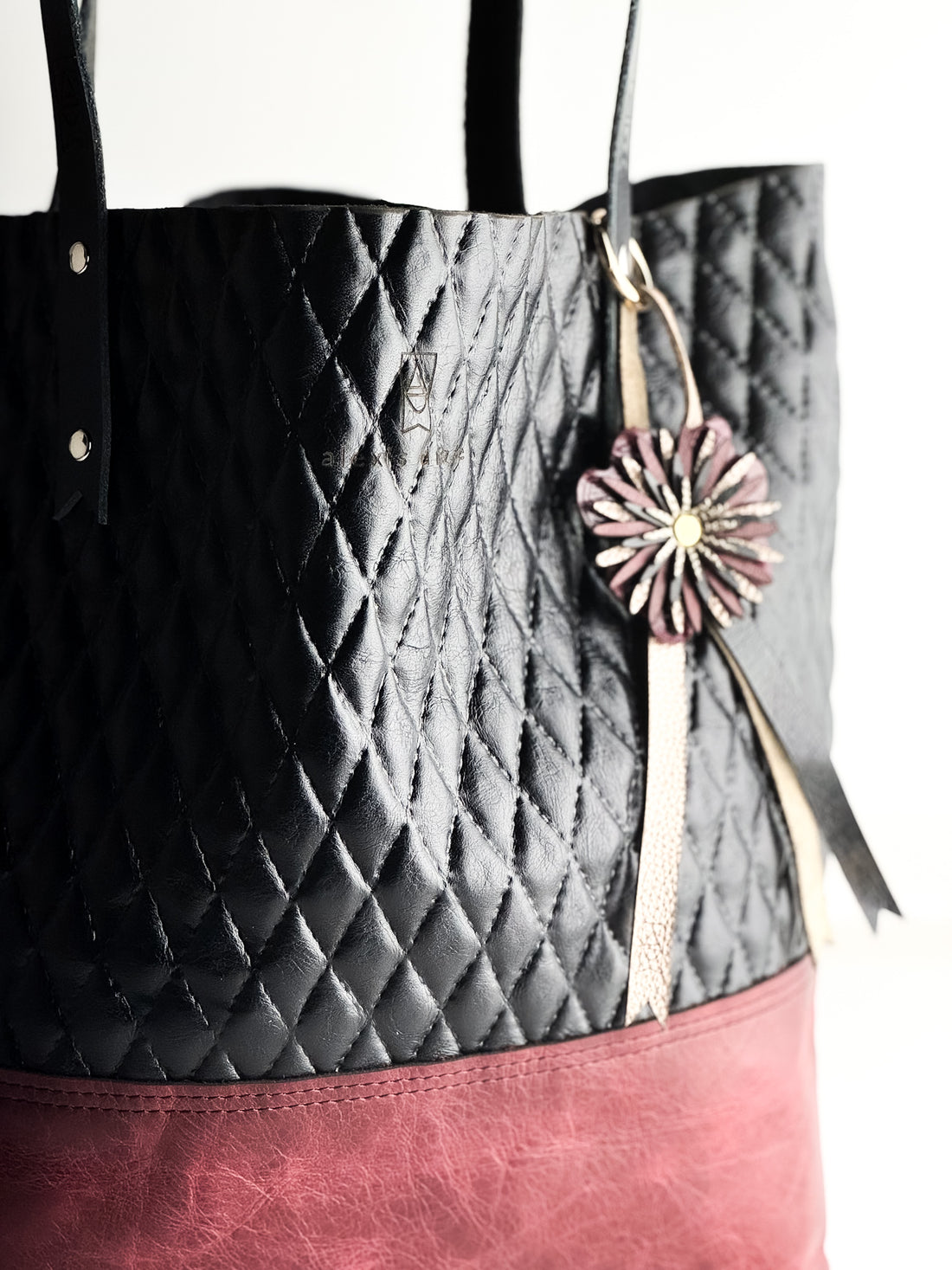Tote Tuesday Collection | Market Tote | Diamond Black + Wine