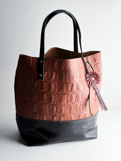 Tote Tuesday Collection | Market Tote | Brown Croc + Black