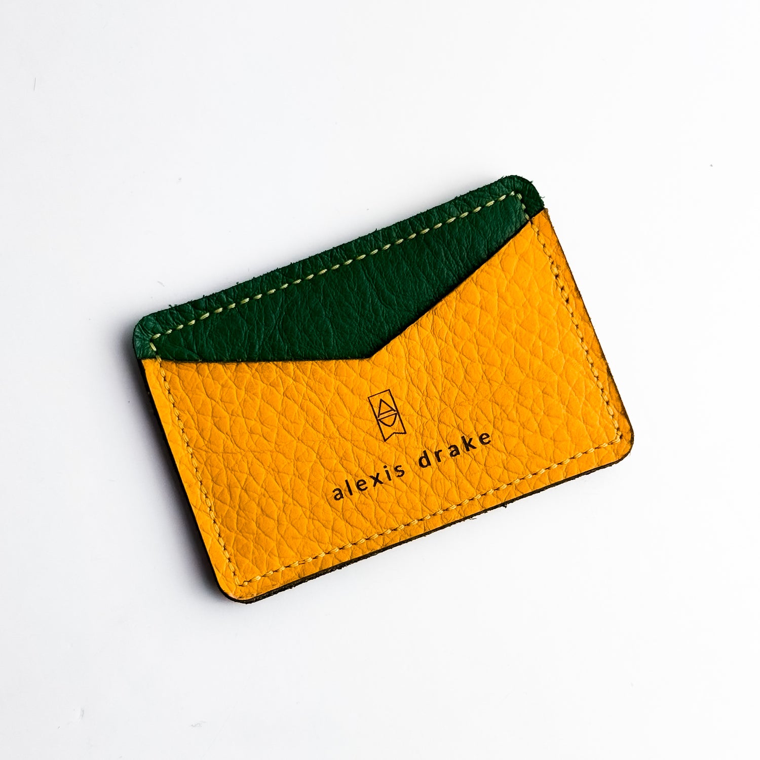 Made To Order | Bison Collection | Card Holder | Kelly Green + Mustard