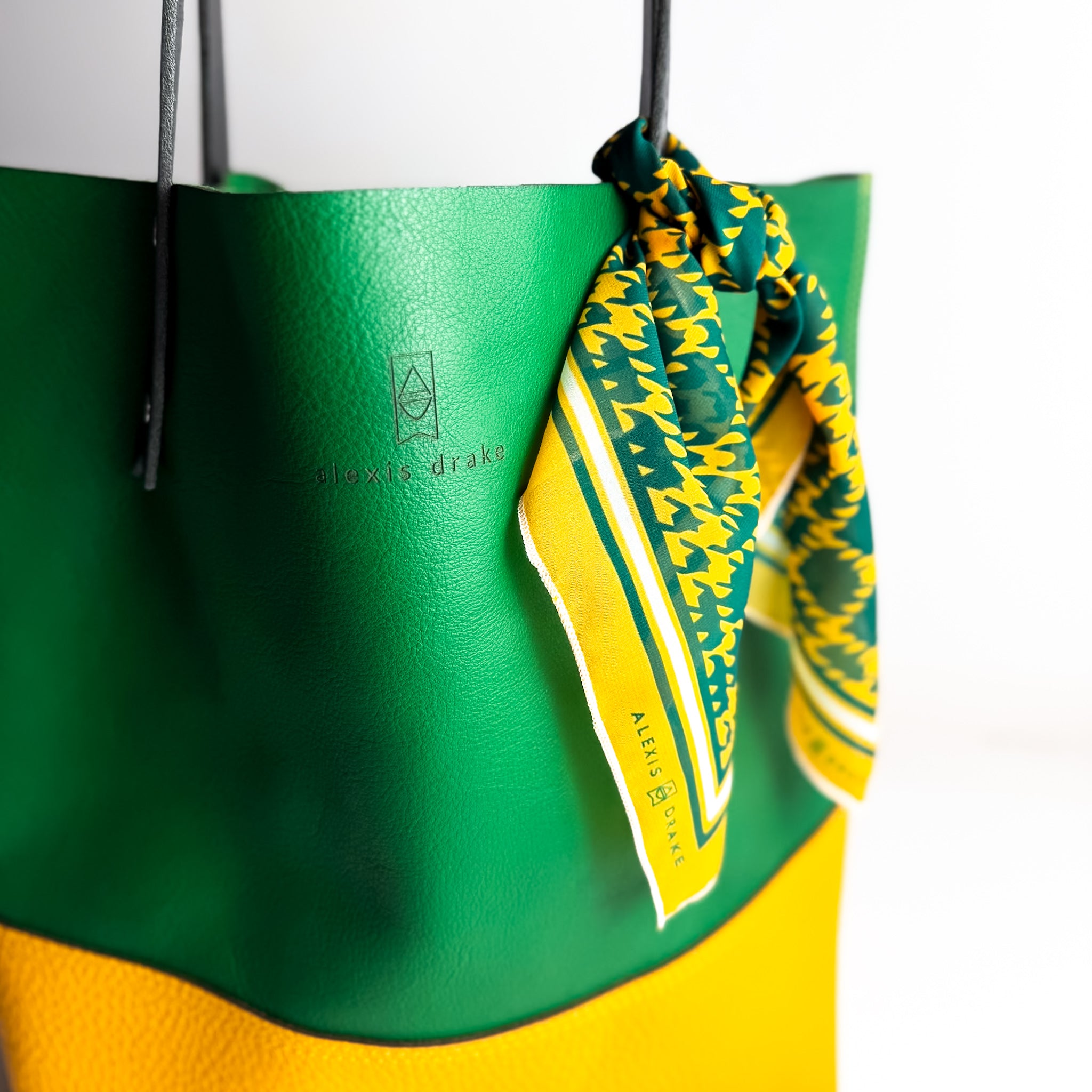 Made To Order | Bison Collection | Market Tote | Kelly Green + Mustard