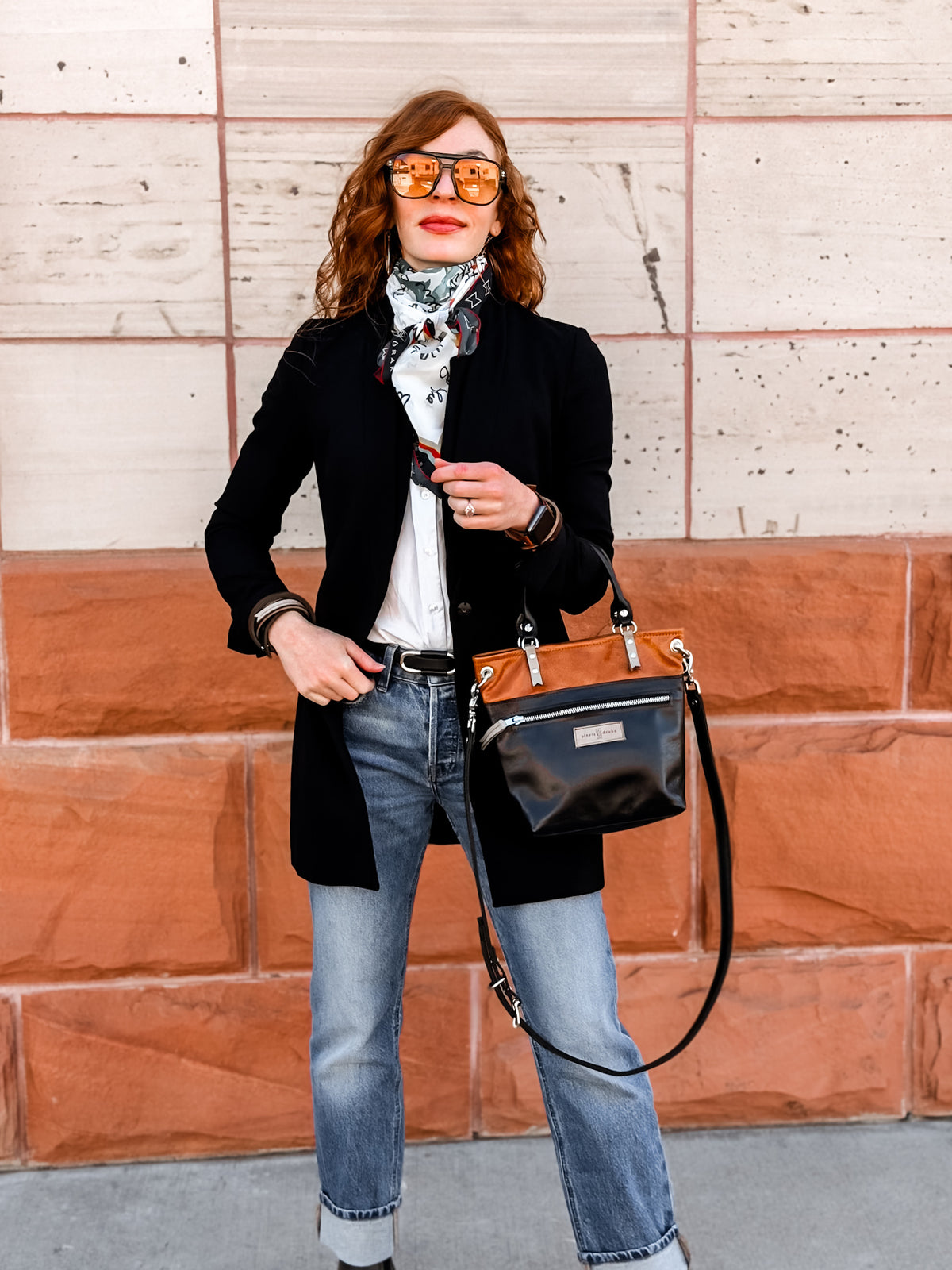 Everyday Collection | Amika Satchel + Crossbody | Black + Whiskey
