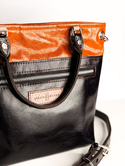Everyday Collection | Amika Satchel + Crossbody | Black + Whiskey