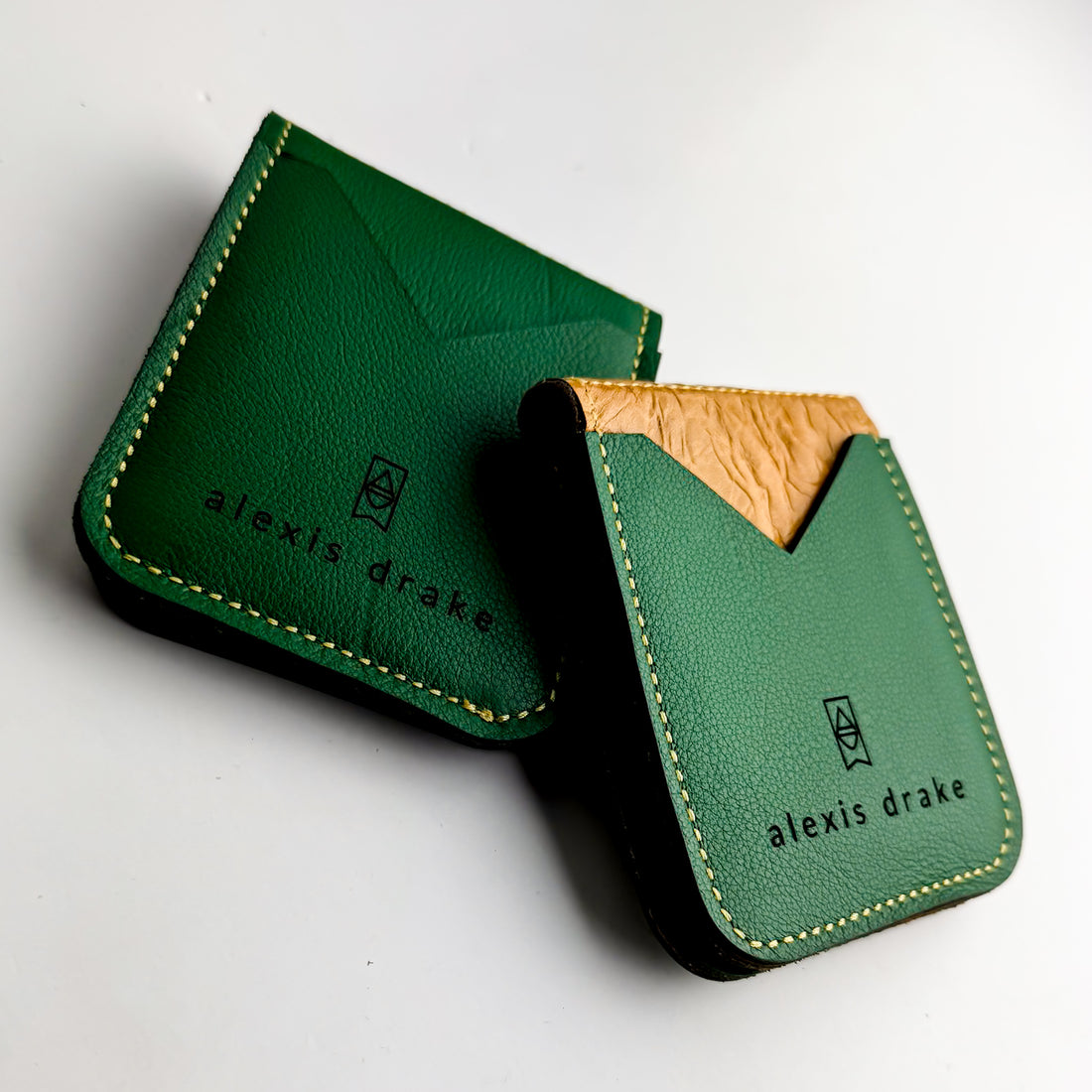 Made To Order | Bison Collection | Money Clip Wallet | Kelly Green + Butter