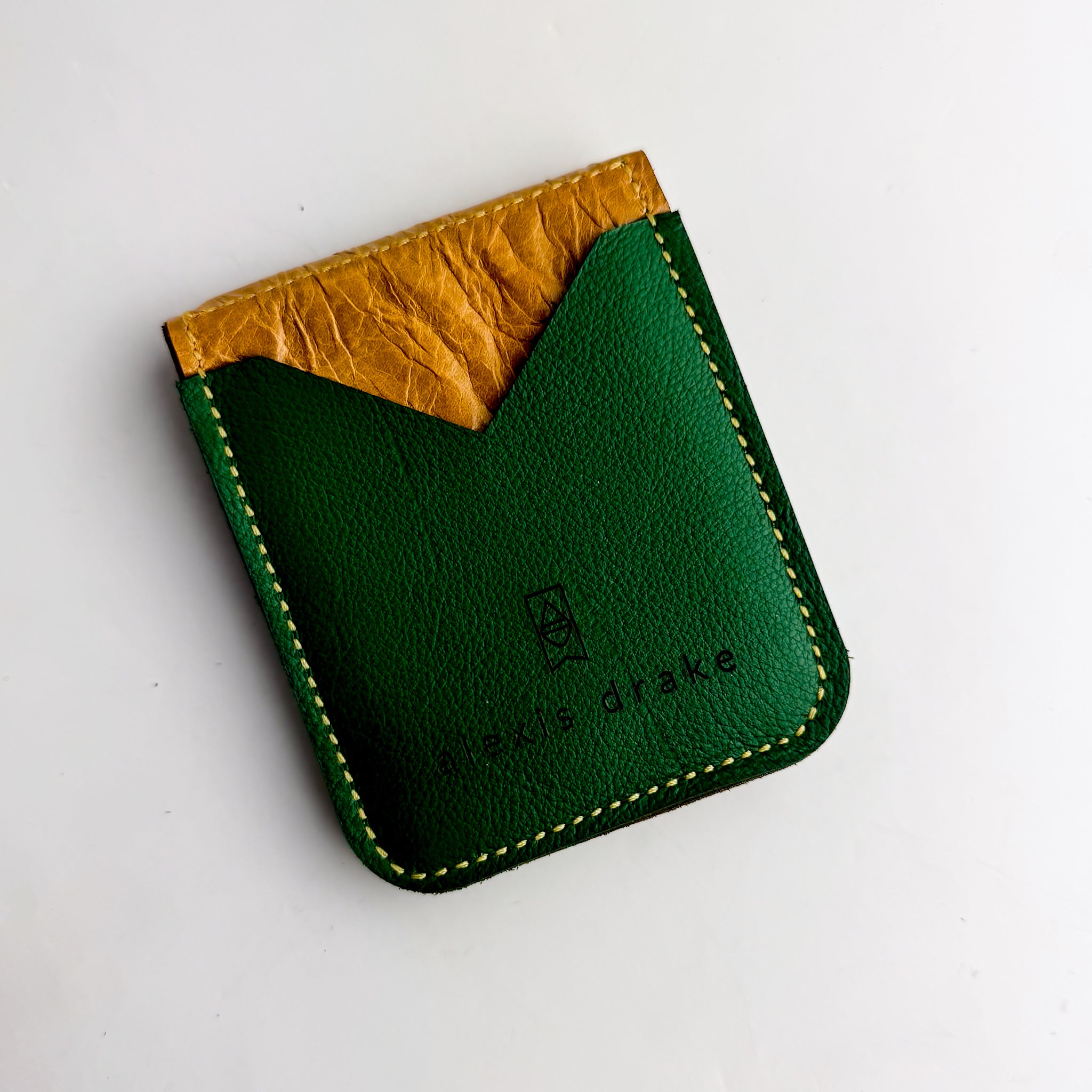 Made To Order | Bison Collection | Money Clip Wallet | Kelly Green + Butter