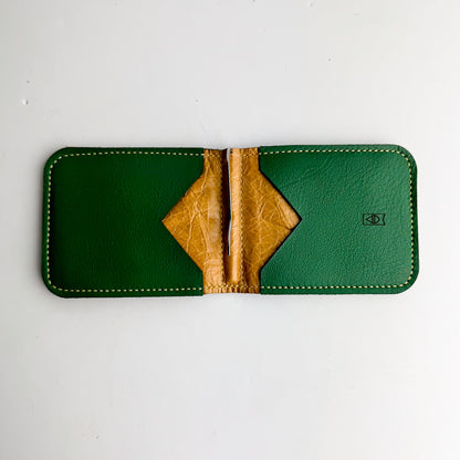 Made To Order | Bison Collection | Money Clip Wallet | Kelly Green + Butter