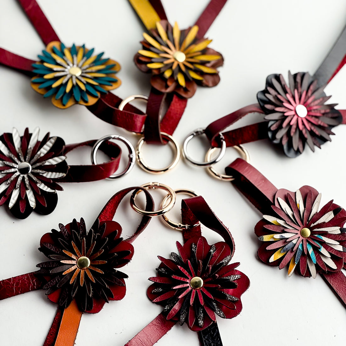 Keychain | Flower Floof Bag Charm | Various Reds