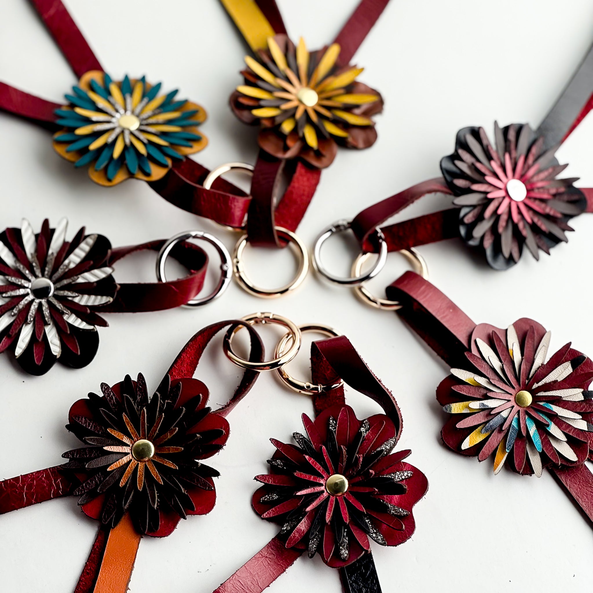 Keychain | Flower Floof Bag Charm | Various Reds