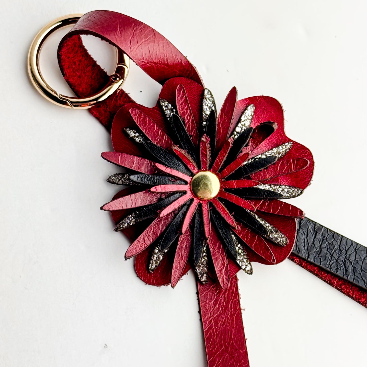 Keychain | Flower Floof Bag Charm | Various Reds