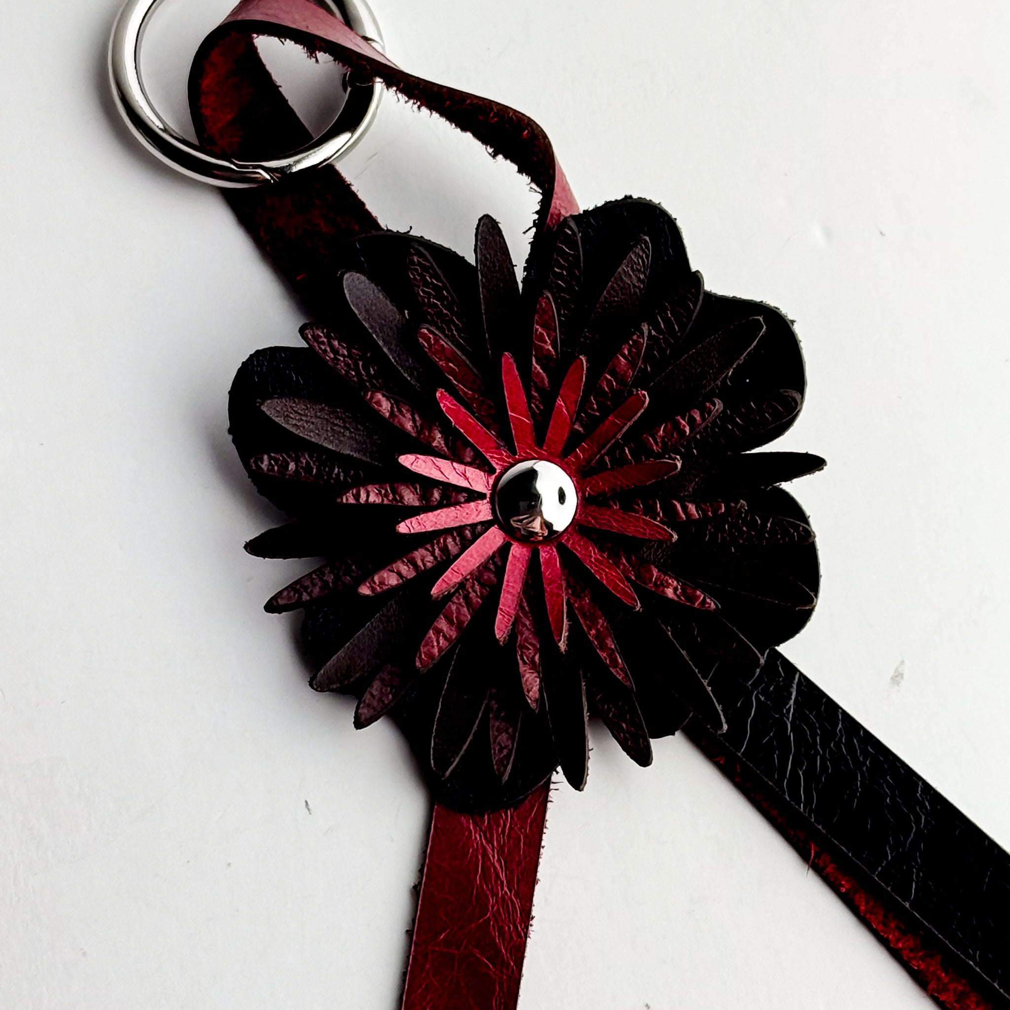 Keychain | Flower Floof Bag Charm | Various Reds