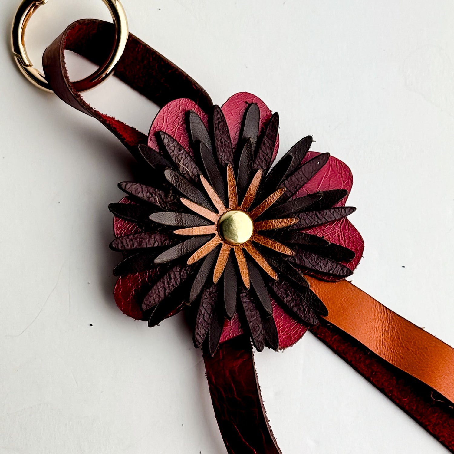 Keychain | Flower Floof Bag Charm | Various Reds
