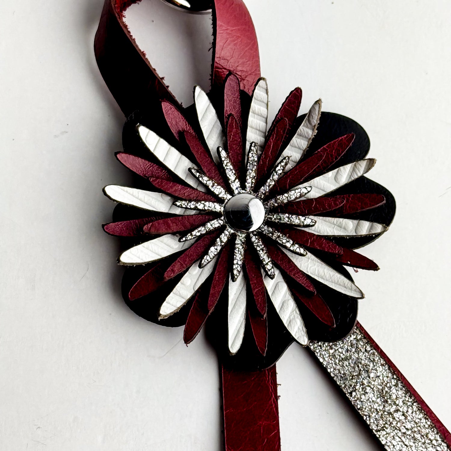 Keychain | Flower Floof Bag Charm | Various Reds