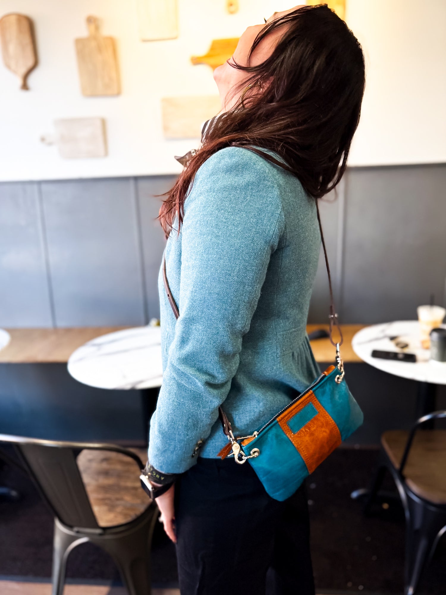 Everyday Collection | Belt Bag Clutch + Crossbody | Turquoise + Whiskey