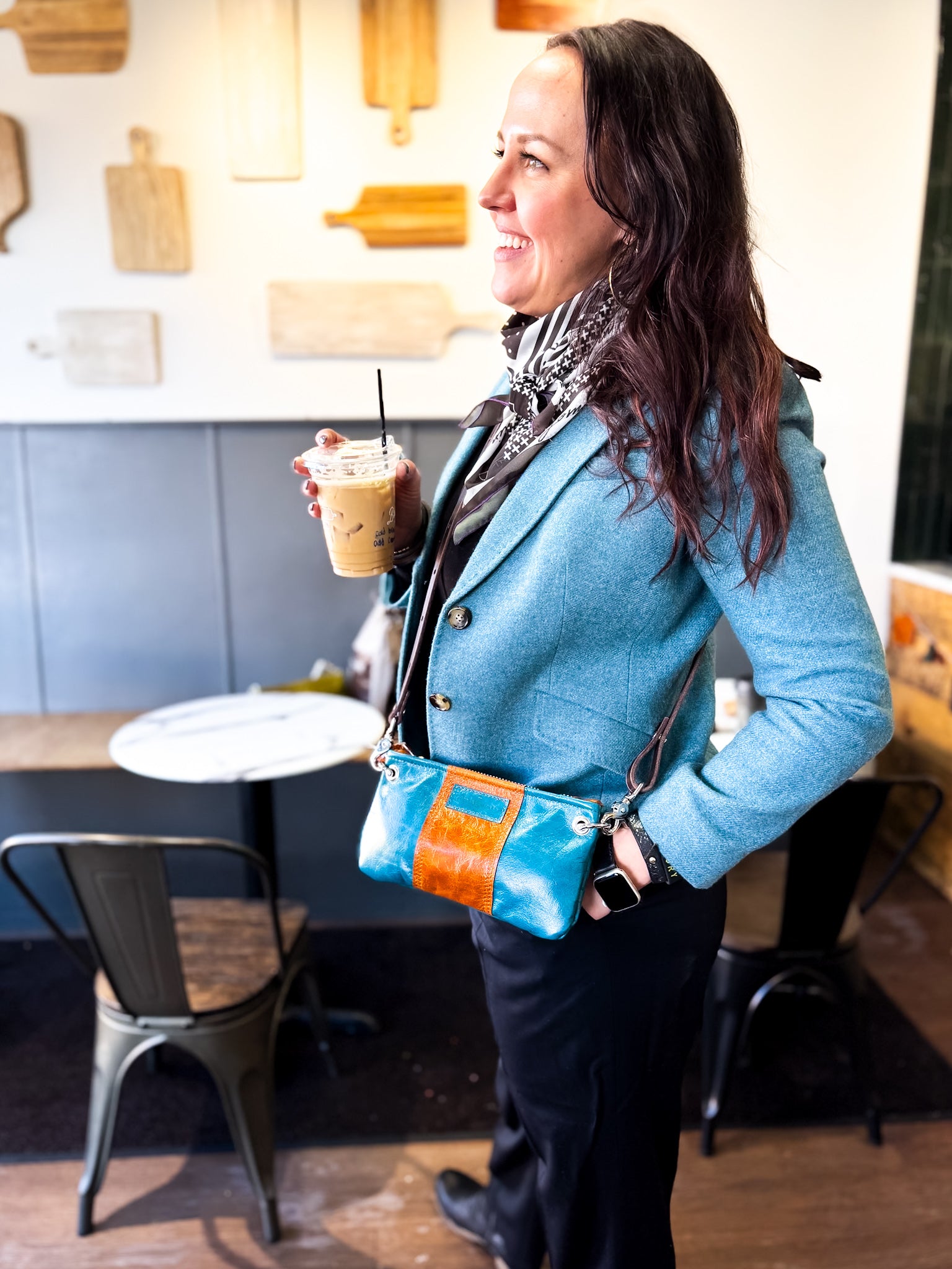 Everyday Collection | Belt Bag Clutch + Crossbody | Turquoise + Whiskey