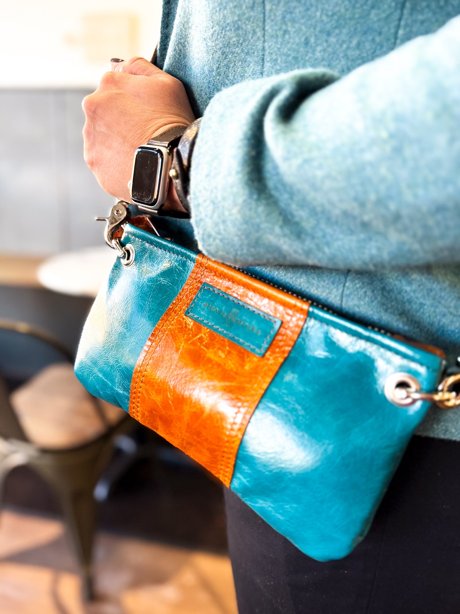 Everyday Collection | Belt Bag Clutch + Crossbody | Turquoise + Whiskey