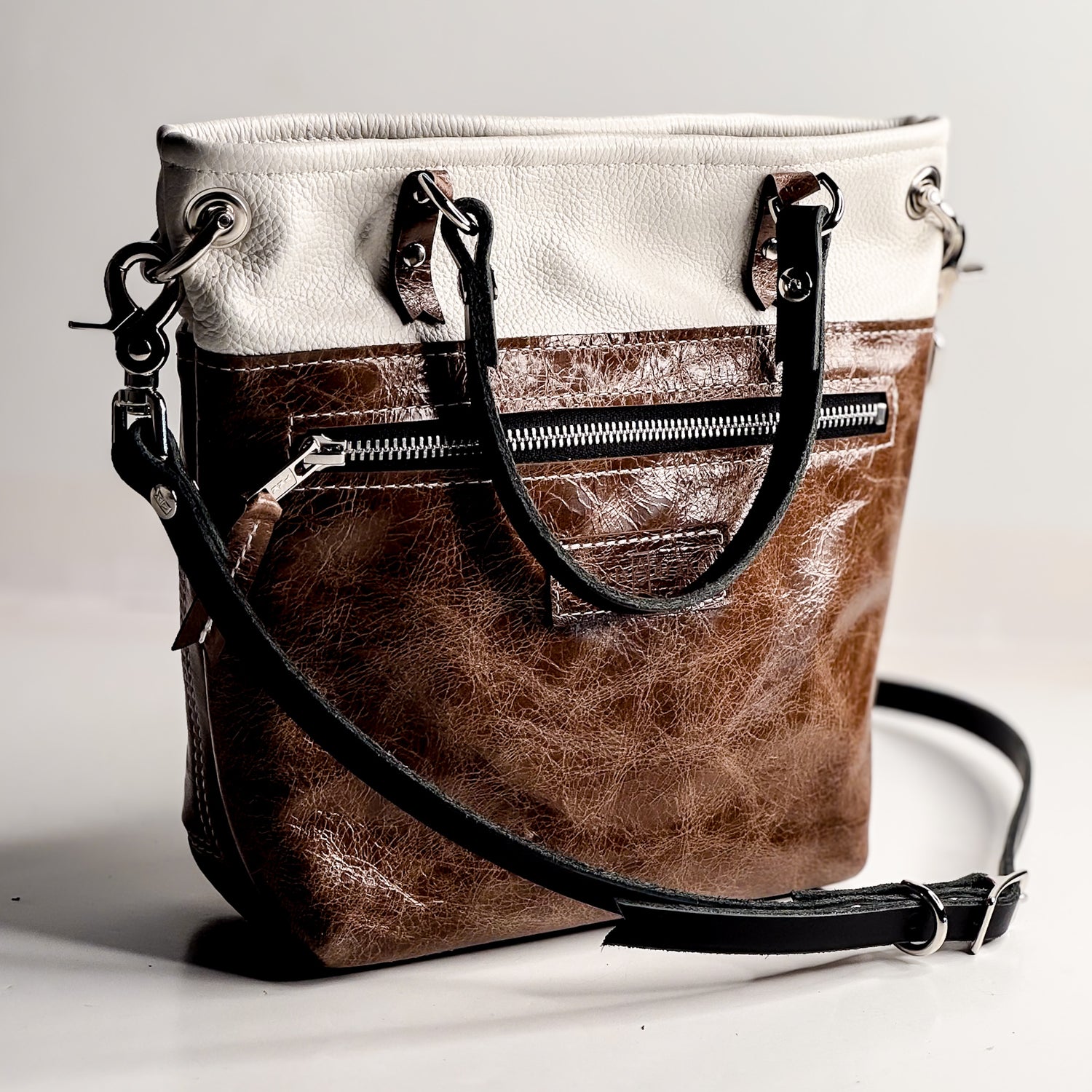 Blank Canvas Collection | Amika Satchel + Crossbody | Gallery White + Clay