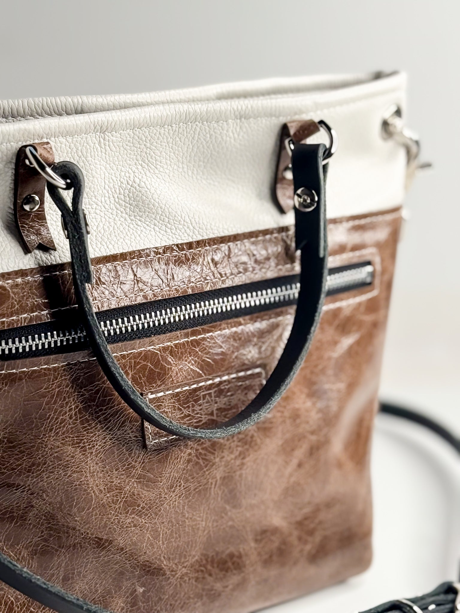 Blank Canvas Collection | Amika Satchel + Crossbody | Gallery White + Clay