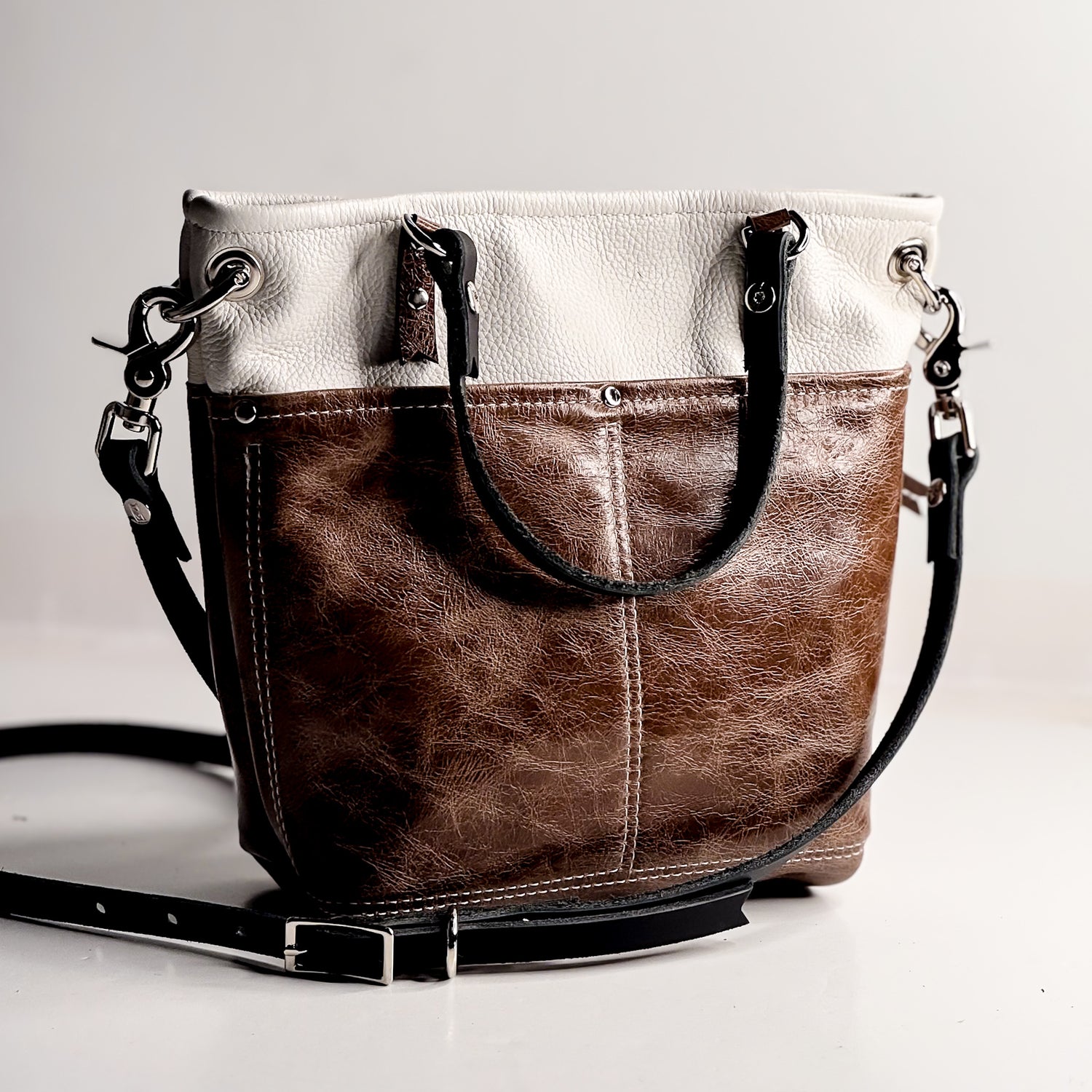 Blank Canvas Collection | Amika Satchel + Crossbody | Gallery White + Clay
