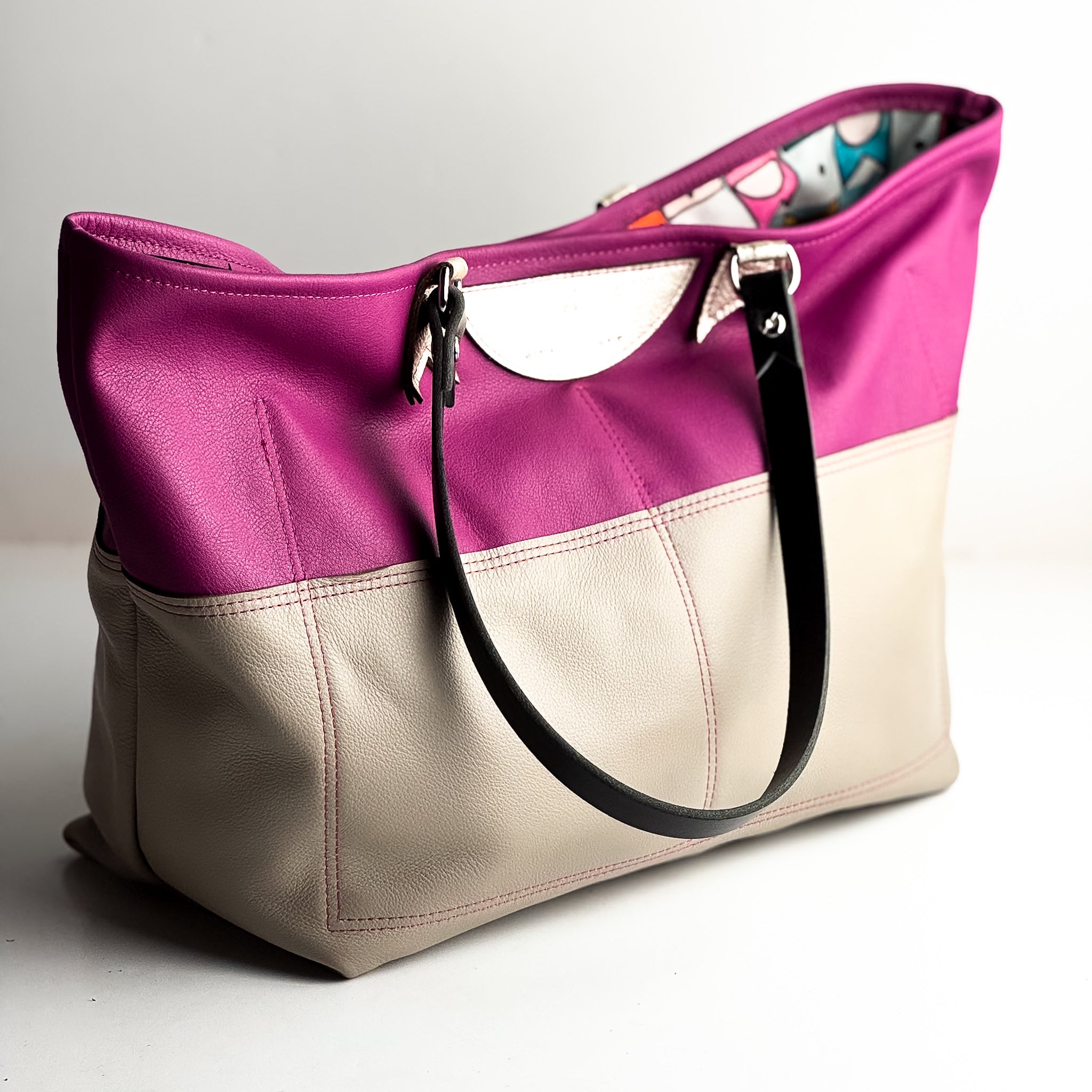 Love Collection | Charlotte Shoulder Tote | Magenta + Gray