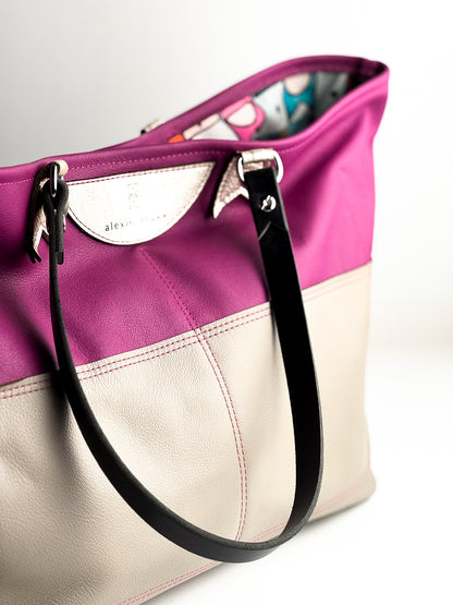 Love Collection | Charlotte Shoulder Tote | Magenta + Gray