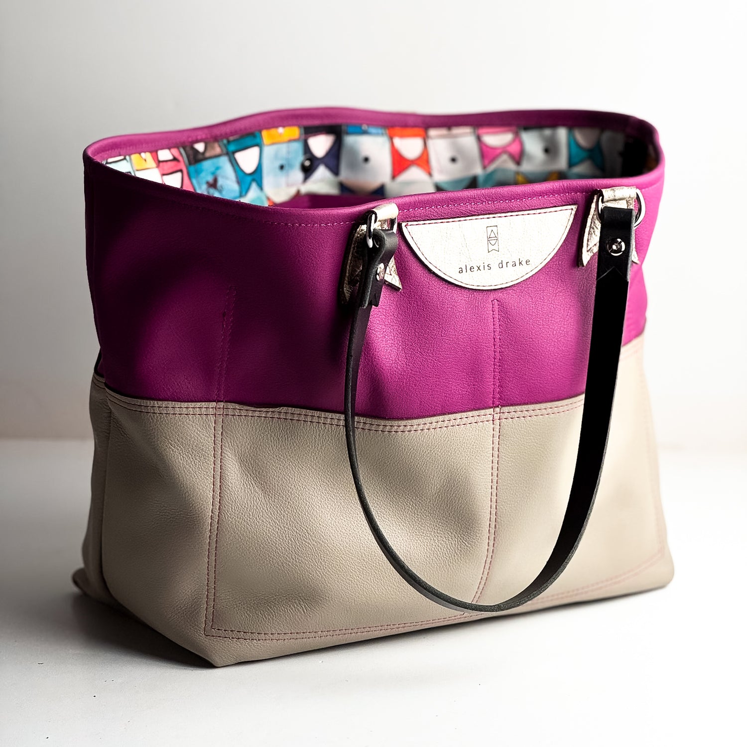 Love Collection | Charlotte Shoulder Tote | Magenta + Gray