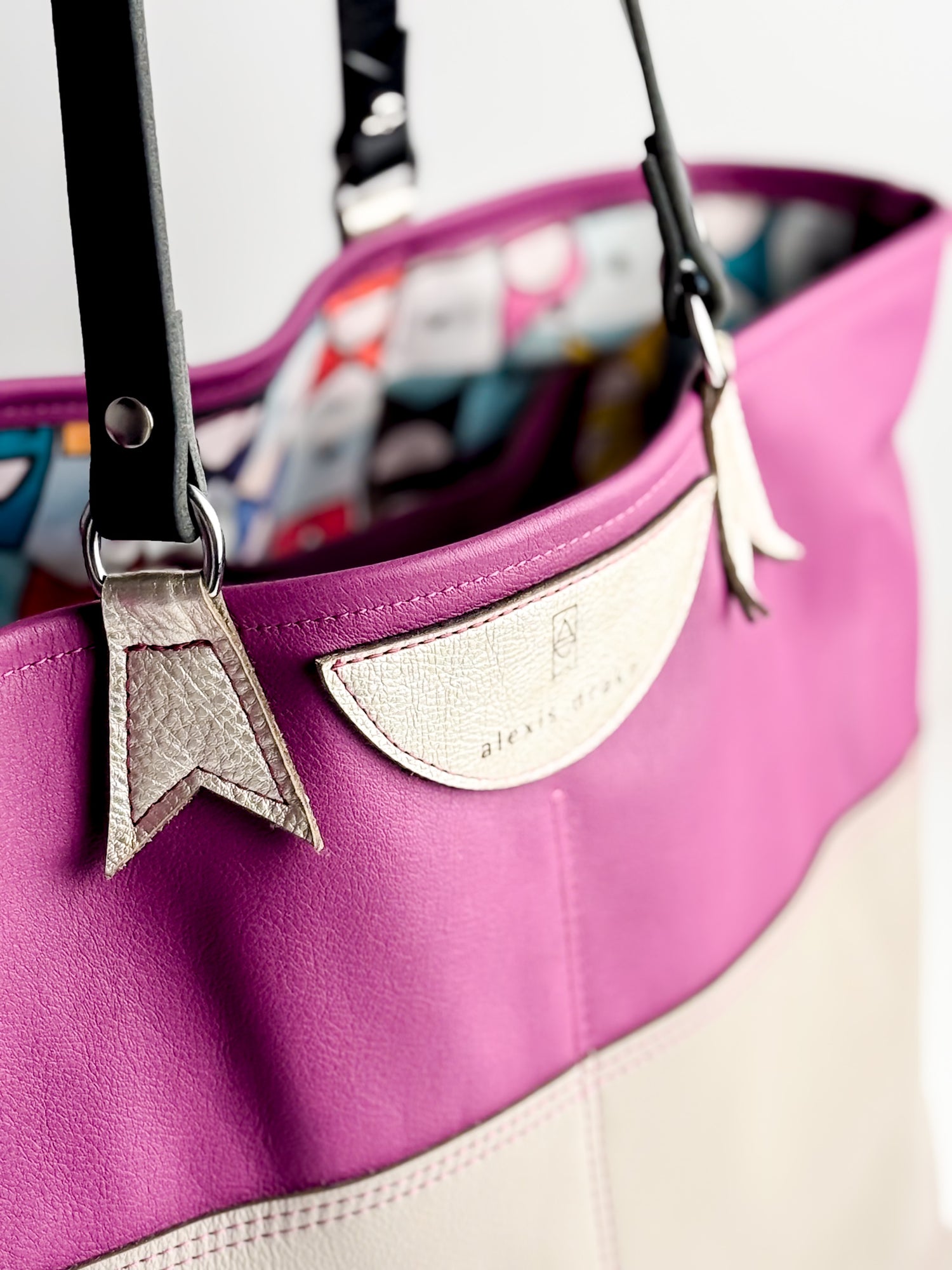 Love Collection | Charlotte Shoulder Tote | Magenta + Gray