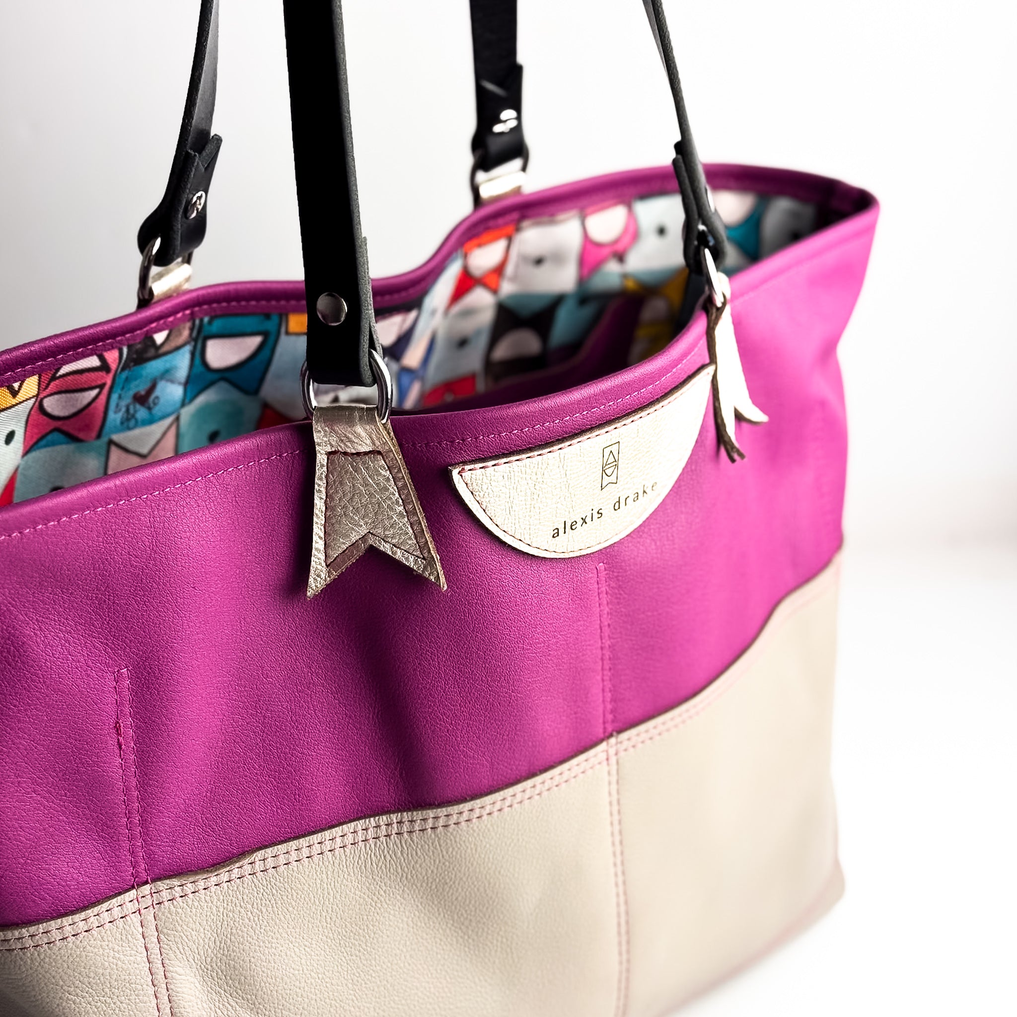 Love Collection | Charlotte Shoulder Tote | Magenta + Gray