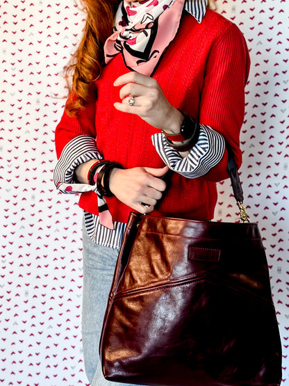 Heart + Hide Collection | Eleanor Shoulder Tote | Wine