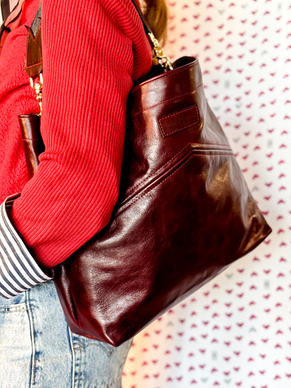 Heart + Hide Collection | Eleanor Shoulder Tote | Wine