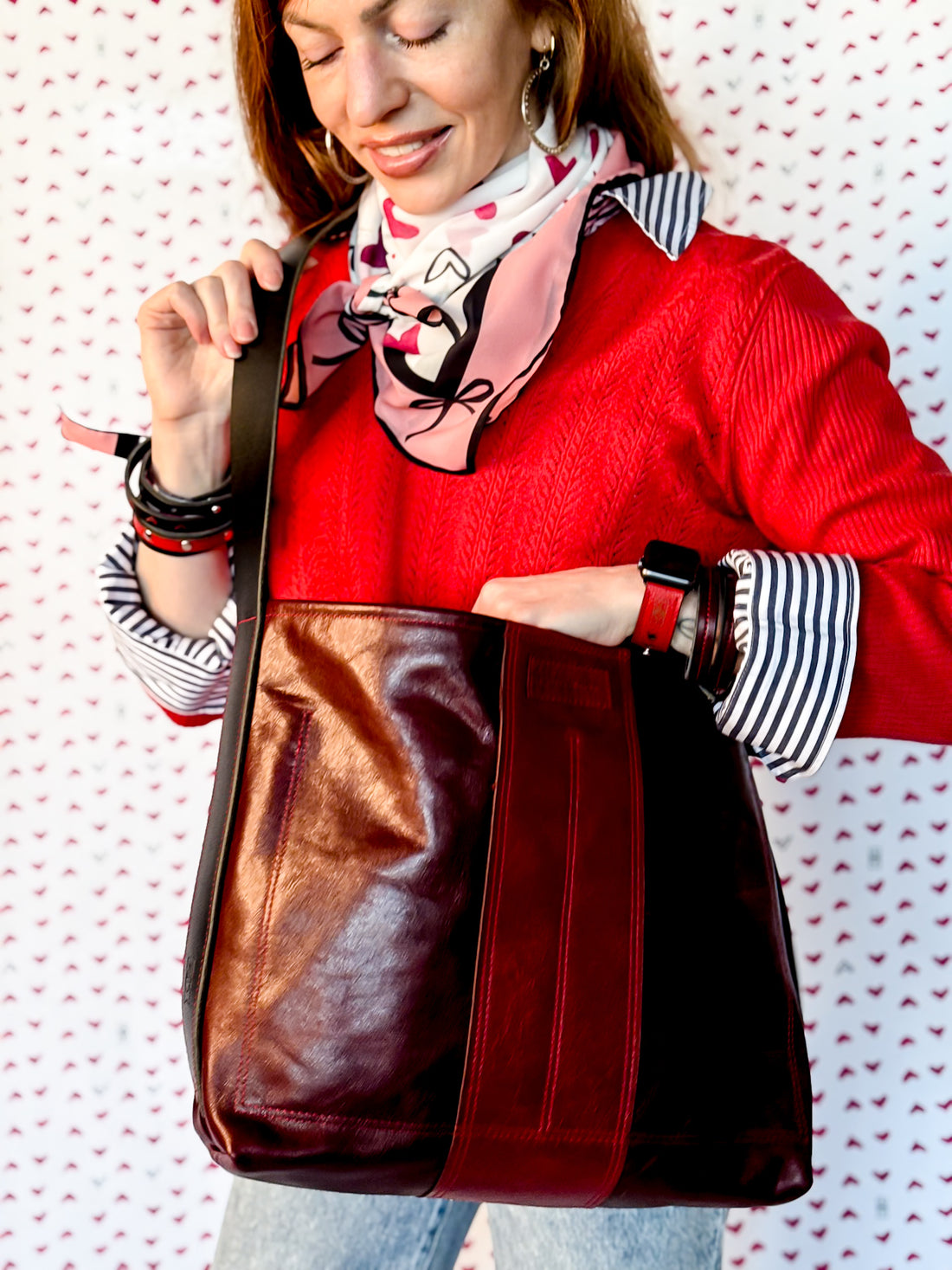 Heart + Hide Collection | 9 to 5 Shoulder Tote | Wine + Garnet