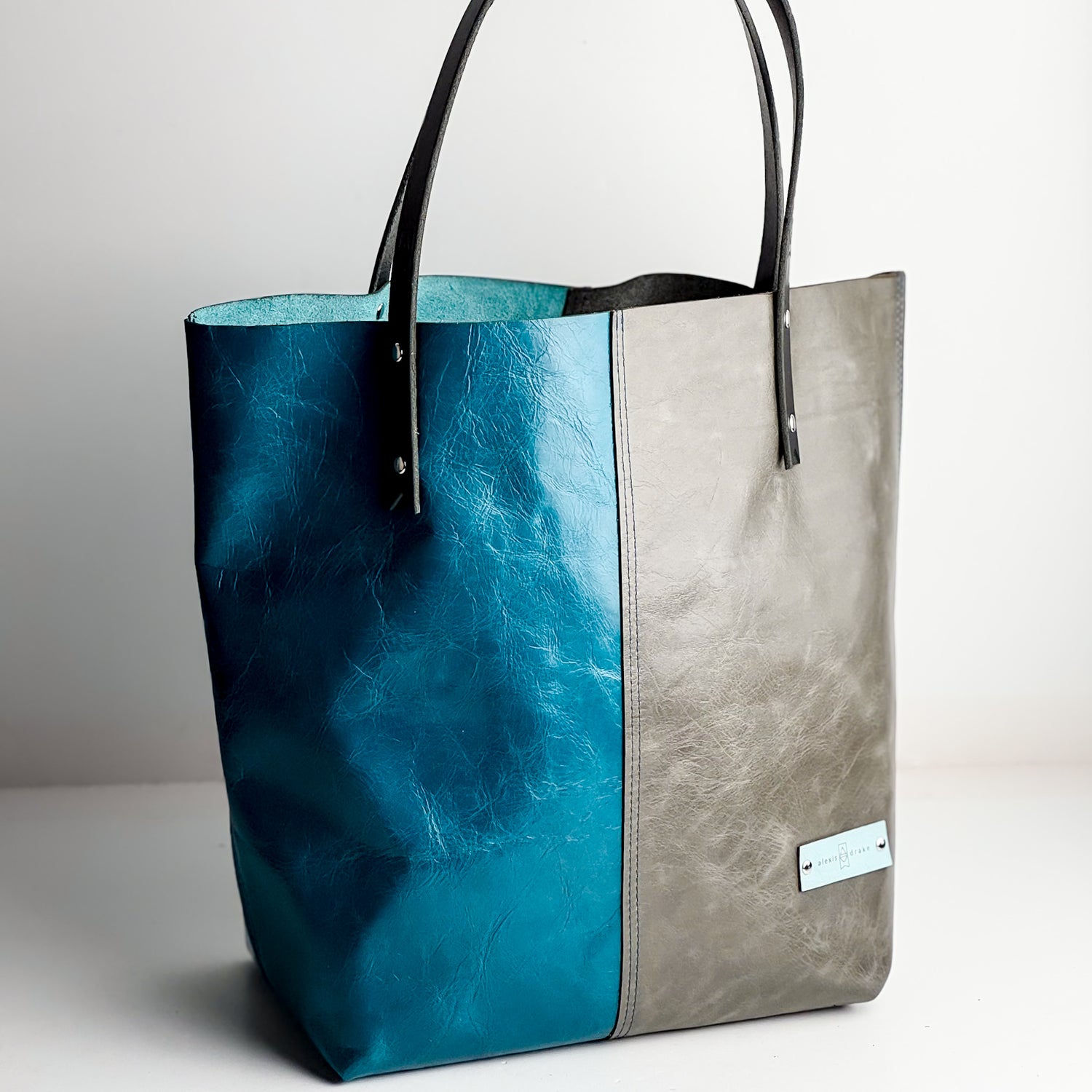 Love Tote Collection | Market Tote | Turquoise + Gray