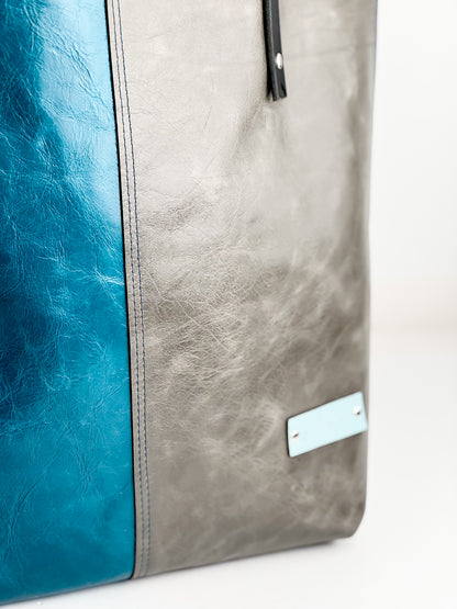 Love Tote Collection | Market Tote | Turquoise + Gray