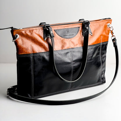 Everyday Collection | Lexie Brief Crossbody + Shoulder Tote | Whiskey + Black