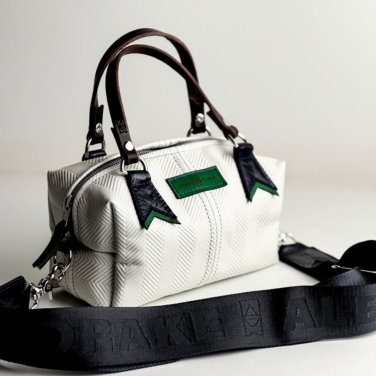 Polished Prep Collection | Dolly Satchel + Crossbody | Herringbone Nantucket White