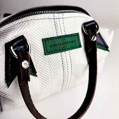 Polished Prep Collection | Dolly Satchel + Crossbody | Herringbone Nantucket White