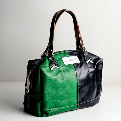 Polished Prep Collection | Eliza Satchel + Shoulder Tote | Boxwood Green + Coastal Navy