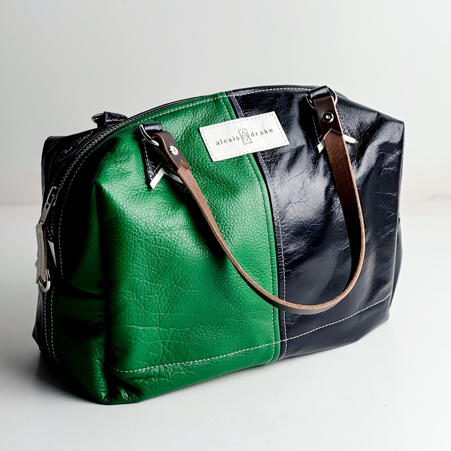 Polished Prep Collection | Eliza Satchel + Shoulder Tote | Boxwood Green + Coastal Navy