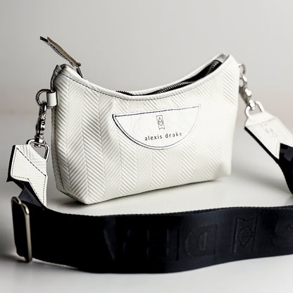 Polished Prep Collection | Penelope Crossbody | Herringbone Nantucket White