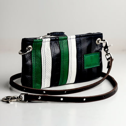 Polished Prep Collection | Rainbow Belt Bag Crossbody | Herringbone Coastal Navy