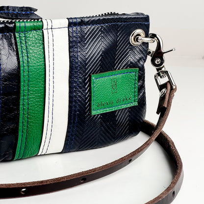 Polished Prep Collection | Rainbow Belt Bag Crossbody | Herringbone Coastal Navy