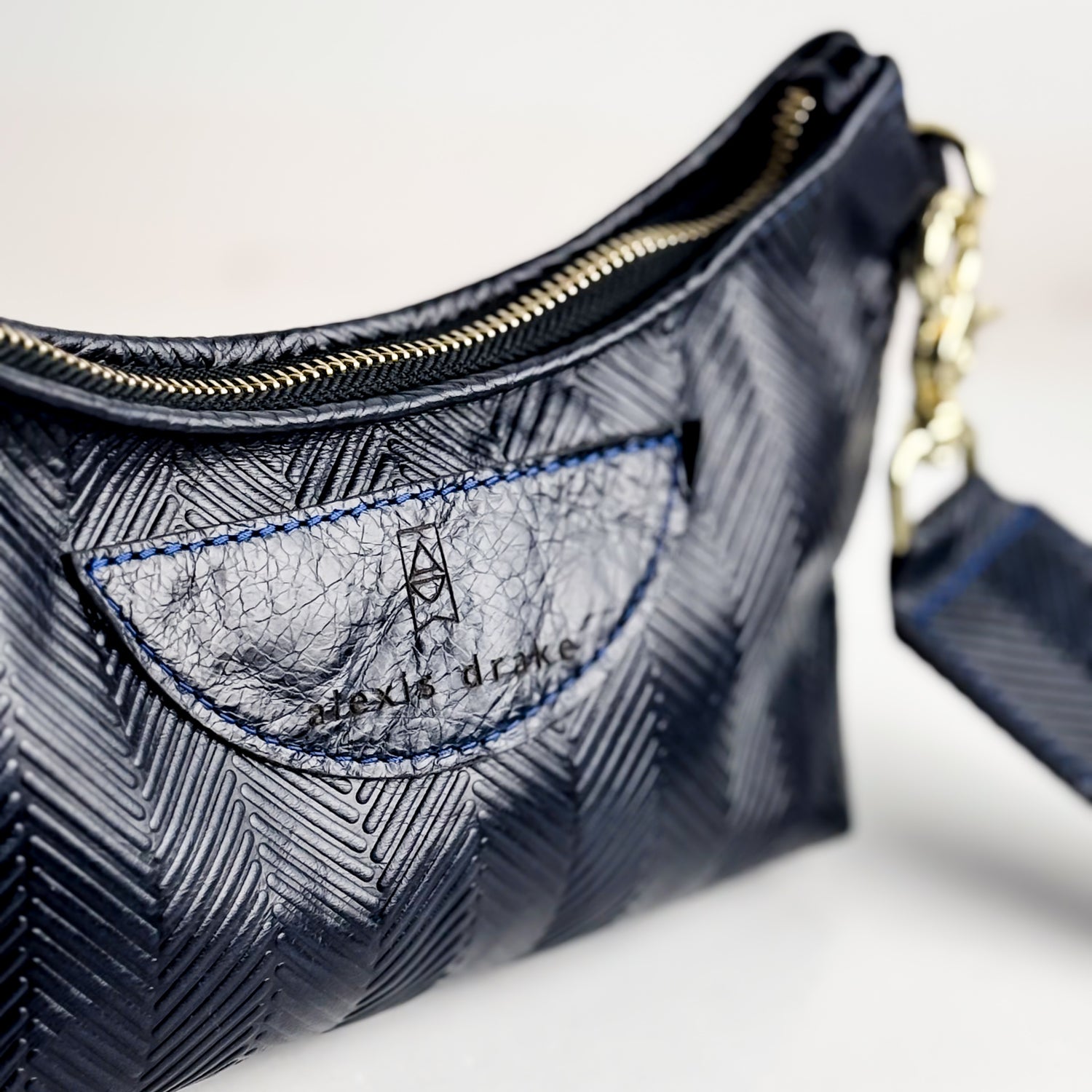 Polished Prep Collection | Penelope Crossbody | Herringbone Coastal Navy