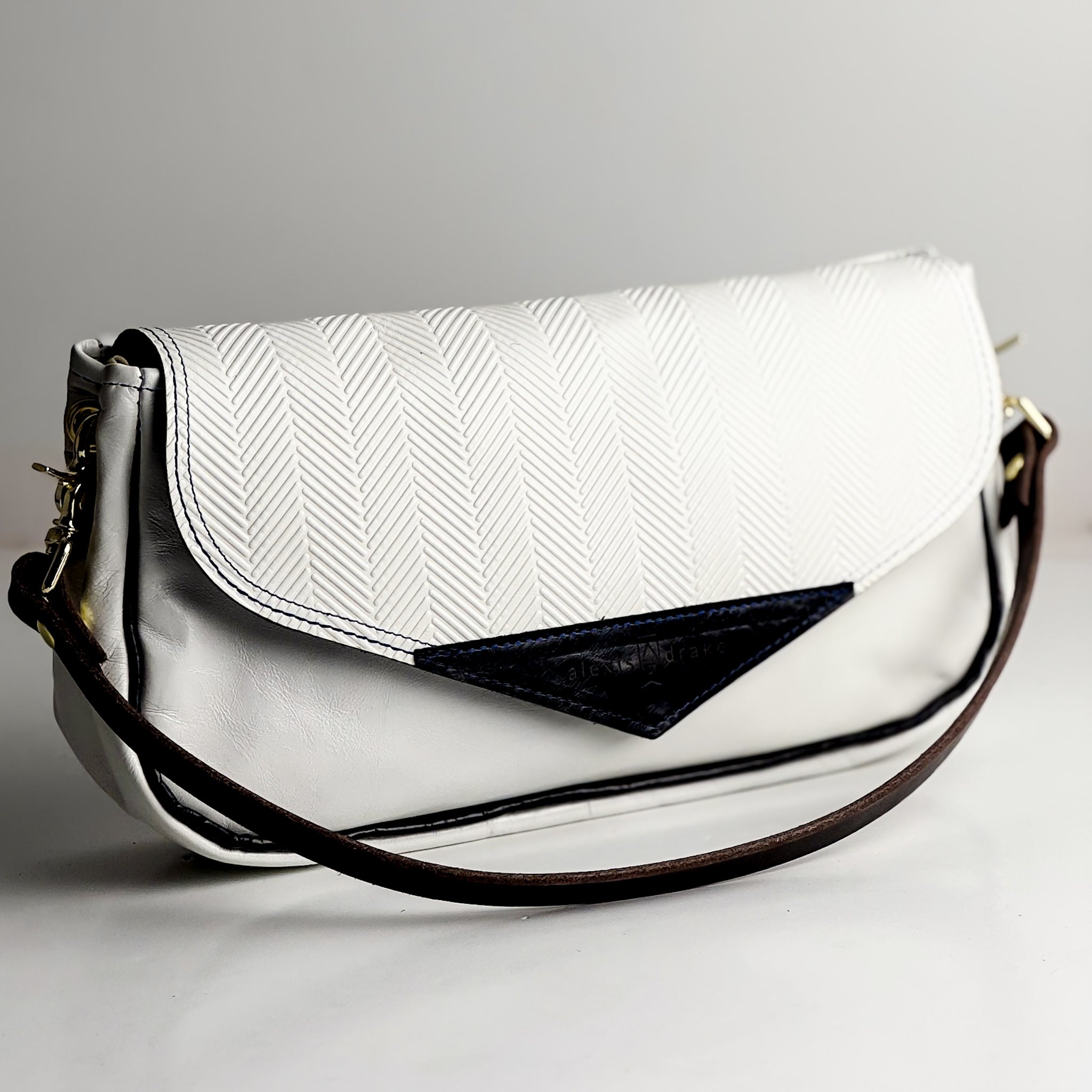 Polished Prep Collection | Adri Shoulder Tote | Herringbone Nantucket White