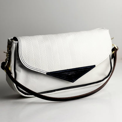 Polished Prep Collection | Adri Shoulder Tote | Herringbone Nantucket White