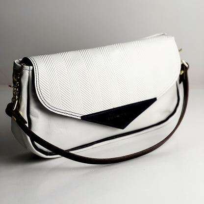 Polished Prep Collection | Adri Shoulder Tote | Herringbone Nantucket White