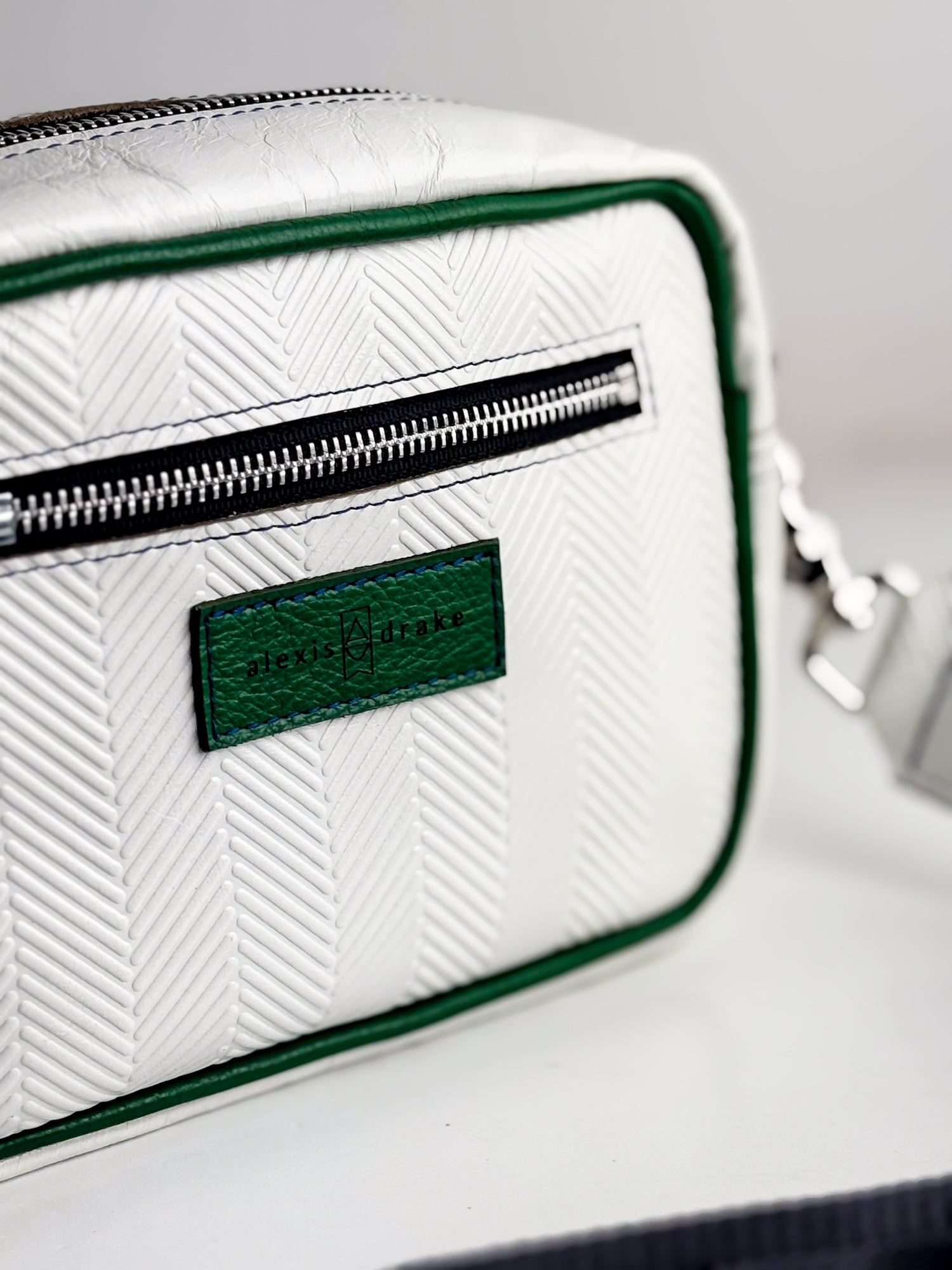 Polished Prep Collection | Maeve Crossbody | Herringbone Nantucket White