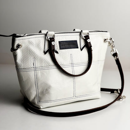 Polished Prep Collection | Coco Satchel + Crossbody | Herringbone Nantucket White + Nantucket White