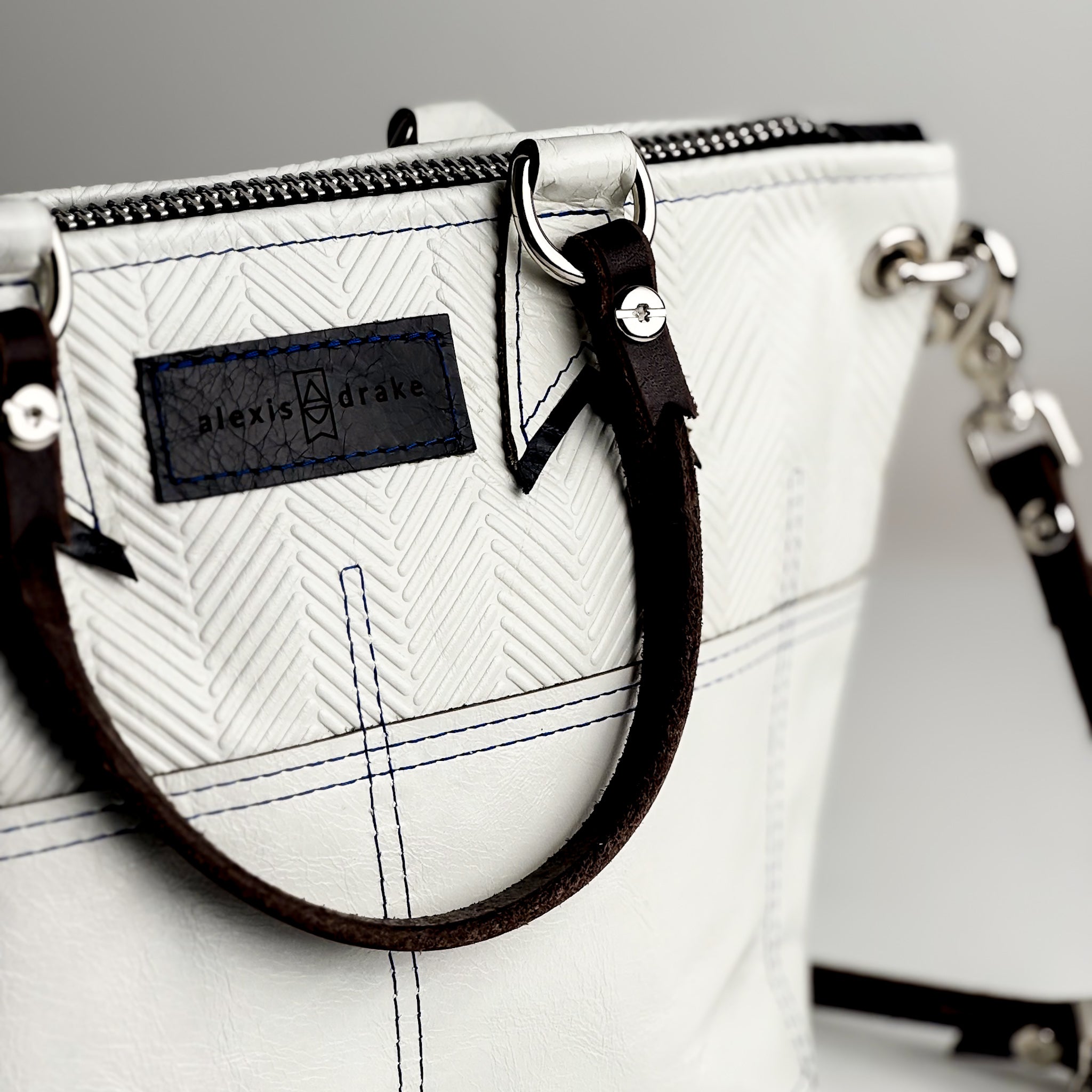 Polished Prep Collection | Coco Satchel + Crossbody | Herringbone Nantucket White + Nantucket White