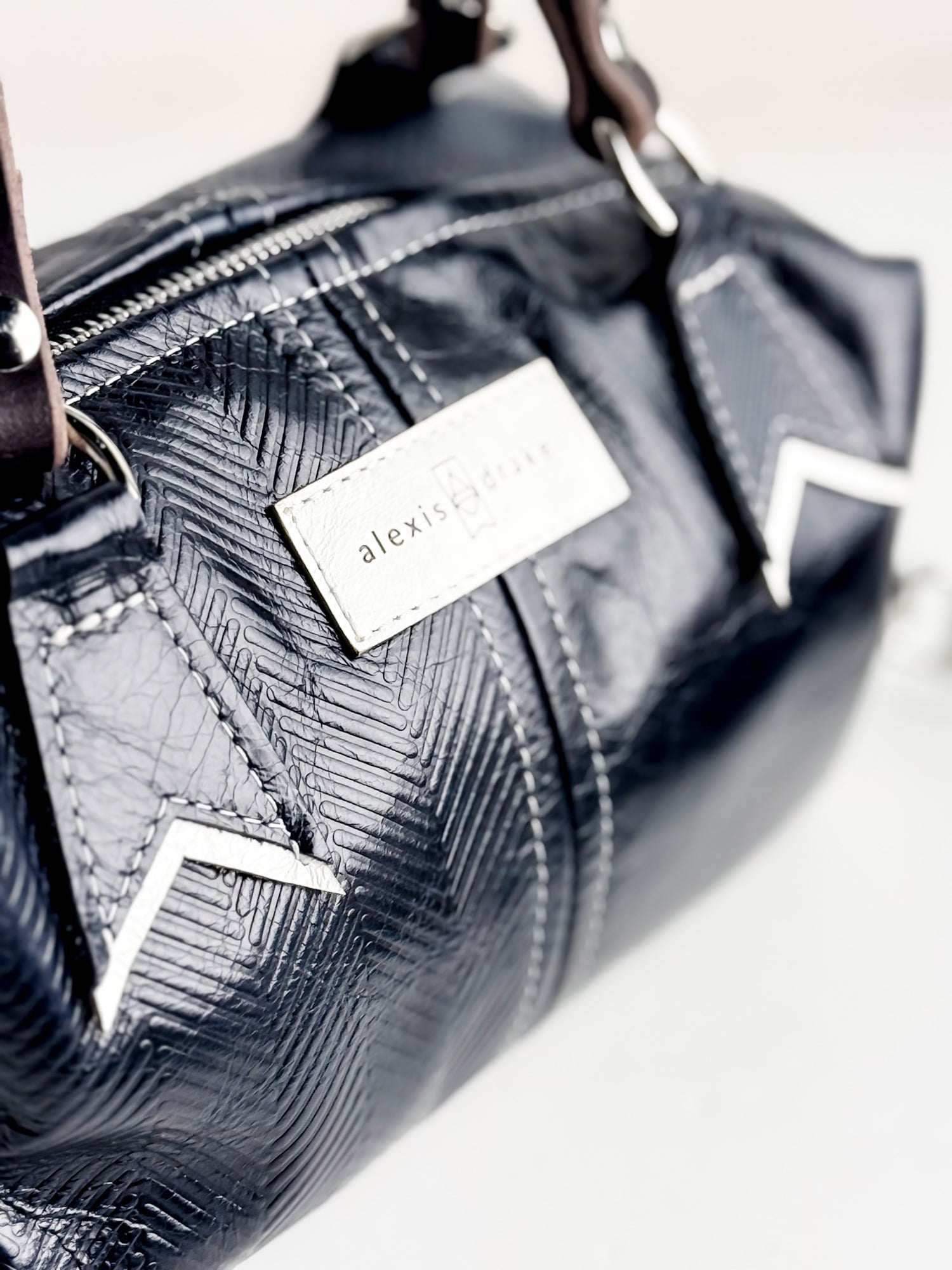 Polished Prep Collection | Dolly Satchel + Crossbody | Herringbone Coastal Navy + Coastal Navy