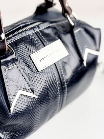 Polished Prep Collection | Dolly Satchel + Crossbody | Herringbone Coastal Navy + Coastal Navy