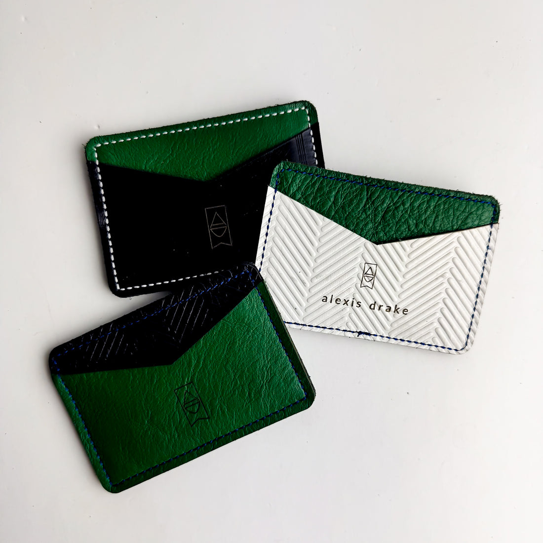 Polished Prep Collection | Card Holder | Boxwood Green + Herringbone Nantucket White